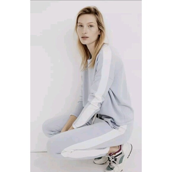 Madewell MWL Superbrushed Easygoing Sweatshirt Top Light Blue XXS Zipper Soft - Picture 5 of 15